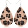 4 Pairs Leopard Faux Leather Earrings Set Trendy Colorful Shining Leopard Dangle Earrings Dainty Leopard Teardrop Earrings for Women Girls Jewelry