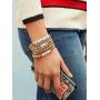 HEIMAXING Gold Stackable Bead Bracelet, 18k Gold Plated Beaded Bracelet Set Elastic Chain Love Friendship Mama Bracelets for Women Men