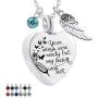 God has You in his arms with Angel Wing Charm Cremation Ashes Jewelry Keepsake Memorial Urn Necklace with Birthstone Crystal