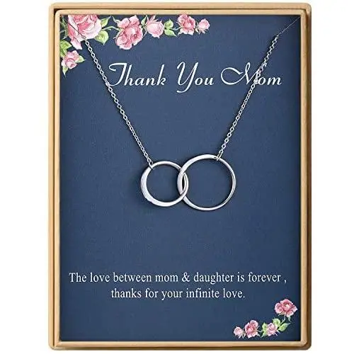 Mom Gift Necklace 925 Sterling Silver Mother Daughter Jewelry Thank You Mom Mothers Day Gift for Women 2 Interlocking Circles Mom Gift Necklace 925 Sterling Silver Mother Daughter Jewelry Thank You Mom Mothers Day Gift for Women 2 Interlocking Circles