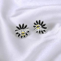 Emibele Earrings, 925 Sterling Silver Needle Zircons Inlaid Small Bees Earrings for Women, Fashion Jewelry Accessories