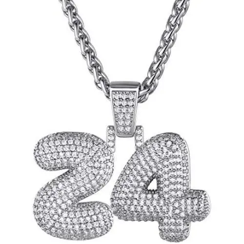 GoldChic Jewelry Customized Iced Out Bubble Pendant Gold Plated Initial Letter Pendant Necklace,18K Gold Plated Alphabet Charm Men Women Hip Hop Jewelry A to Z