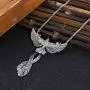 Phoenix Pendant Necklace for Men, Vintage Bird Necklace with 27.6” Chain, Phoenix Totem Amulet Necklace, Hip Hop Necklace, Punk Rock Animal Phoenix Jewelry Gift for Men Boys