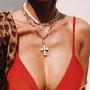 Haloty Boho Layered Corss Pendant Necklace Gold Pearl Necklaces Chain Fashion Coin Necklaces Jewelry for Women and Girls
