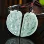 LOOPIG 1pair Chinese Traditional Burma Jade Necklace Pendant Phoenix Dragon Pendant Jewelry