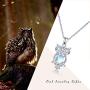 Owl Gifts for Women Girls 925 Sterling Silver Owl Necklace Moonstone Pendant Necklace Owl Jewelry Gift for Owl Lovers Women