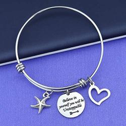 Ribukat Inspirational Bracelet Believe in Yourself You Will Be Unstoppable Bracelet Jewelry Gifts Encouragement Gift