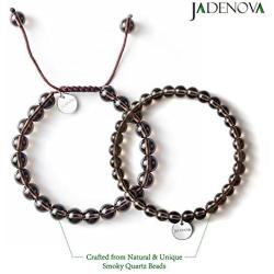 JADENOVA Natural Bead Bracelet Semi Precious Gemstone Beaded Bracelet for Women Healing Crystal Stone Stretch Bracelet Men Couple Bracelets (2pcs,6-8mm/8-10mm)