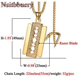 Nsitbbuery Hip Hop DJ Nightclub Bars Stainless Steel Razor Blade Tag Pendant Necklace