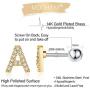 Initial Stud Cartilage Earrings for Girls, 14K Gold Plated Stainless Steel Post Girls Stud Earrings Letter Earrings for Kids Toddler Women, Tiny Hypoallergenic Gold Cartilage Earrings Jewelry