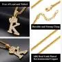 Richsteel A-Z Crown Initial Necklace for Men Women 18K Gold Plated Shiny Cubic Zirconia Monogram Pendant with 22 Chain+2 (Extended) Custom 1-6 Letters Name Jewelry(with Gift Box)