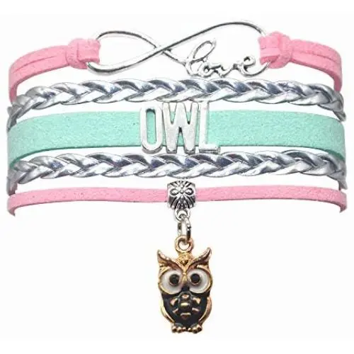 HCChanshi Owl Bracelet Jewelry Gifts Infinity Love Cute Owl Gifts Owl Jewelry Bracelet Gifts for Women, Girls, Men, Boys, Owl Teacher Gifts, Owl Friendship Gifts