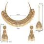Aheli Ethnic Bollywood Faux polki with Pearl Strand Necklace Earrings Maang Tikka Indian Jewelry Set for Women
