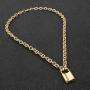 Lock Pendant Necklace Statement Long Chain Punk Multilayer Choker Necklace for Women Girls