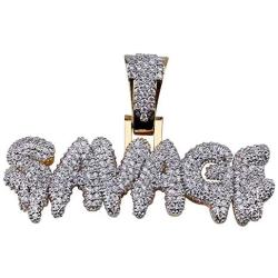 KOSMOLING Iced Out Dripping Letters SAVAGE Pendant Necklace for Men and Women, Micro Pave AAA Cubic Zircon Hip Hop Jewelry, 24'' Gold Color Stainless Steel Rope Chain