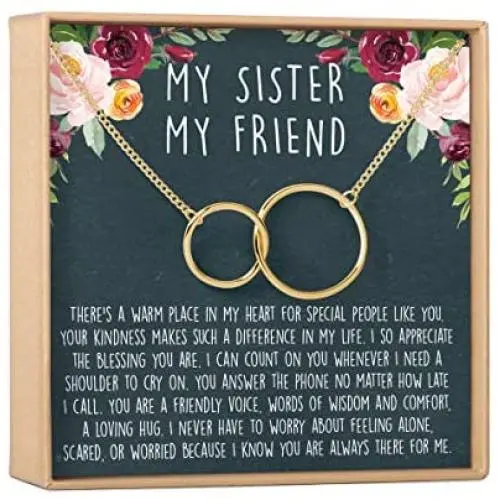 Sister Necklace - Sister Gift, Gift for Sister, Sister Birthday Gift, Big Sister Gift, Giggles, Secrets, Heartfelt Card & Jewelry Gift for Birthday, Holiday & More