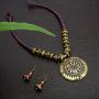 Zephyrr Hand Crafted Fashion Tibetan Beaded Pendant Long Necklace Earrings Set for Women Casual Junk Jewelry
