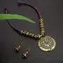 Zephyrr Hand Crafted Fashion Tibetan Beaded Pendant Long Necklace Earrings Set for Women Casual Junk Jewelry