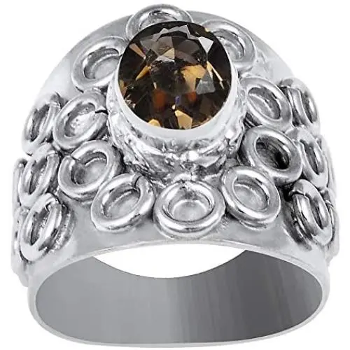 Orchid Jewelry 1.75 Ctw 9X7mm Natural Oval Brown Smoky Quartz Brass Ring For Women | Fashion Ring For Girls | Nickel Free Beautiful and Stylish Birthday Gift For Her Orchid Jewelry 1.75 Ctw 9X7mm Natural Oval Brown Smoky Quartz Brass Ring For Women | Fashion Ring For Girls | Nickel Free Beautiful and Stylish Birthday Gift For Her