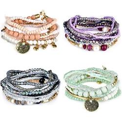 MengPa Beaded Bracelets for Women Girls Bohemian Stackable layering Strand Statement Jewelry