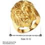 Gold Lion Head Design Stainless Steel Rings for Men Boys Jewelry Chic Punk Animal