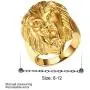 Gold Lion Head Design Stainless Steel Rings for Men Boys Jewelry Chic Punk Animal
