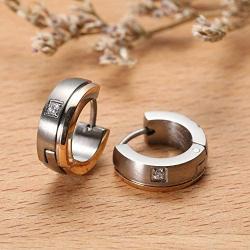 TGNEL Titanium Small Circle Huggie Hoop Earrings for Men Hypoallergenic Piercing Body Jewelry for Sensitive Ear
