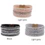 Artilady Leather Wrap Bracelet for Women - Handmade Clasp Bangle Bracelet with Pearl Druzy Crystal Wristbands Jewelry Gift for Sisters, Teen Girls and Mother