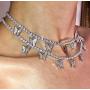 SUNXN Butterfly Necklace Tennis Chain Choker CZ Bling Silver Gold Pendant Necklace Gift for Women Girls Jewelry