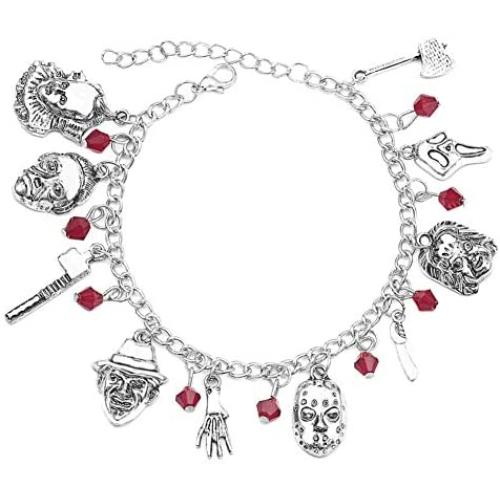 Byondever Freddy Krueger Jason Bracelet American Horror Story Classic Horror Movies Cosplay Charm Bracelet Fans Jewelry for Men Women Girls
