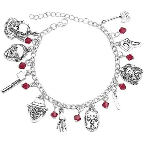 Byondever Freddy Krueger Jason Bracelet American Horror Story Classic Horror Movies Cosplay Charm Bracelet Fans Jewelry for Men Women Girls