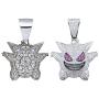 TSANLY Diamond Chain Gengar Chain Pokemon Necklace White Gold Plated with Killy Pendant Ice Out Hip Hop Medallion 24'' Rope Chain + Storage Case + Microfiber Cloth