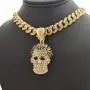 BLINGFACTORY Hip Hop Gold PT Michael Myers Mask Pendant & 12mm 18'' Iced Cuban Choker Chain Box Lock Bling Necklace BLINGFACTORY Hip Hop Gold PT Michael Myers Mask Pendant & 12mm 18'' Iced Cuban Choker Chain Box Lock Bling Necklace