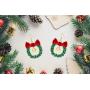 Handmade Christmas Ornament Wreath Earrings,Lightweight Christmas Red Bow Piercing Dangle Earrings,Women/Girls New-Year Gift,Christmas Party Earrings