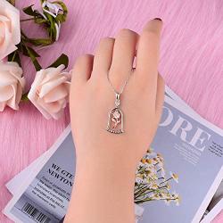 Rose Flower Pendant Necklace Sterling Silver Romantic Beauty&Beast Princess Mothers Day Valentine Christmas Birthday Gift Jewelry for Women Girls