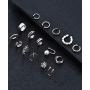 Ofeiyaa 16 PCS Ear Clips Cartilage Hoop Earring Ear Cuffs Non Piercing Earrings Wrap Set for Women Girl Men Size Adjustable Silver Gold Tone