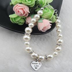 MAOFAED Sister  in Law  Bracelet, Pearl Bracelet, Wedding Gift for Sister,Mother in Law  Wedding Jewelry