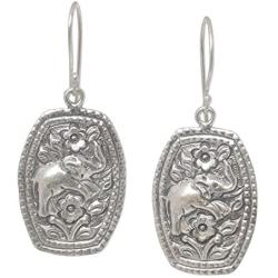 NOVICA .925 Sterling Silver Floral Elephant Dangle Earrings Elephant Roses