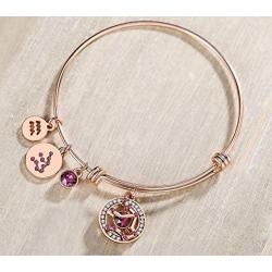 Leafael Superstar Zodiac Expandable Bangle Bracelet Made with Premium Crystals Horoscope Constellation October November Birthstone Topaz Brown Jewelry, Rose Gold Plated, 7''