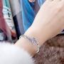 Menton Ezil Love Encounter Crystals Bangle Bracelets White Gold Plated Adjustable Hinged Jewelry