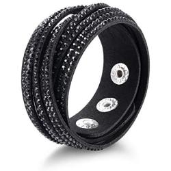 Barzel Leather Created Austrian Crystals Wrap Bracelets (Many Options Available)