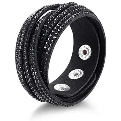 Barzel Leather Created Austrian Crystals Wrap Bracelets (Many Options Available)