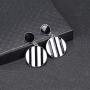 JUESJ Black White Striped Dangle Earrings - Retro Cute Striped Ball Checkered Circle Tag Pendant Earrings