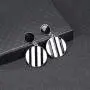 JUESJ Black White Striped Dangle Earrings - Retro Cute Striped Ball Checkered Circle Tag Pendant Earrings JUESJ Black White Striped Dangle Earrings - Retro Cute Striped Ball Checkered Circle Tag Pendant Earrings