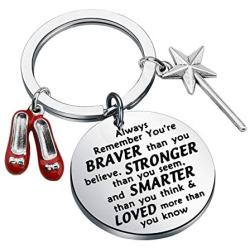 AKTAP Dorothy Ruby Inspired Keychain Wizard of Dorothy Ruby Red Slippers Jewelry Inspirational Gift You’re Braver Than You Believe