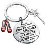 AKTAP Dorothy Ruby Inspired Keychain Wizard of Dorothy Ruby Red Slippers Jewelry Inspirational Gift You’re Braver Than You Believe