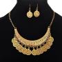 MIXIA Dancing Gypsy Jewelry Ethnic Coin Bib Necklace Drop Earring 2 Pcs Jewelry Set Women Exotic Bohemian Accessories