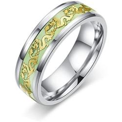 Fashion Design Titanium Stainless Steel Luminous Dragon Pattern Rings Fantastic Glow in The Dark Ring Jewelry for Men Women
