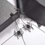 Lux Accessories Silvertone Black Round Rhinestones Drop Spider Dangle Earrings