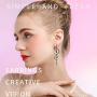 MINIDUO Moon and Star Drop Earrings Exaggerated Fashion Long Drop Dangle Stud Drop Earrings for Women Girls